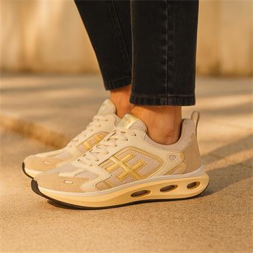 Another Trend X Mesh Upper Sport Trainer - Cream Gold